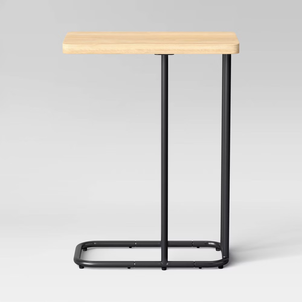 Mixed Material Rectangle Top C Table Natural Wood - Room Essentials gallery