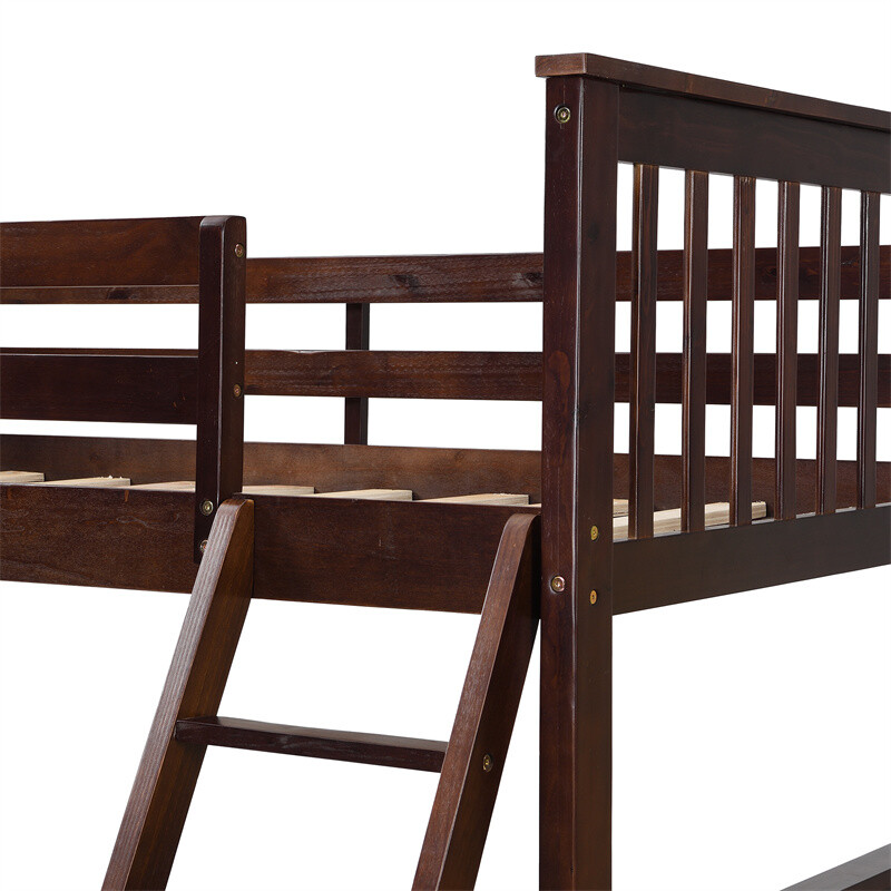 Twin Over Full Bunk Bed with 2 Storage Drawers Convertible Platform Bed Espresso gallery