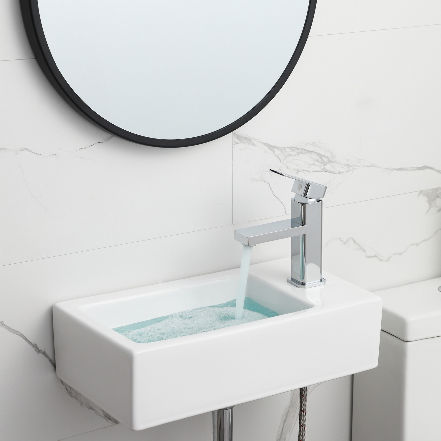 Wall Mount / Countertop basin Mini Rectangle Ceramic Sink for Tiny Bathrooms gallery