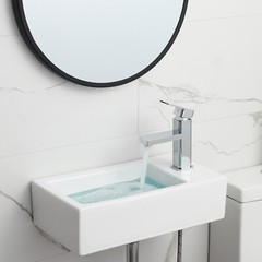 Wall Mount / Countertop basin Mini Rectangle Ceramic Sink for Tiny Bathrooms