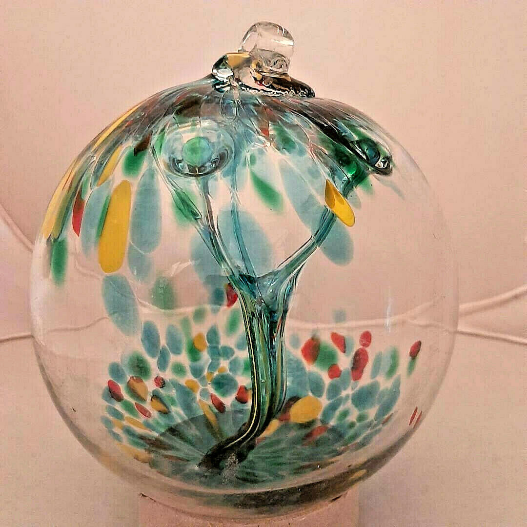Hanging Glass Ball 6" Diameter "Summer Tree" Witch Ball (1) #25 SEE ALL PHOTOS! gallery
