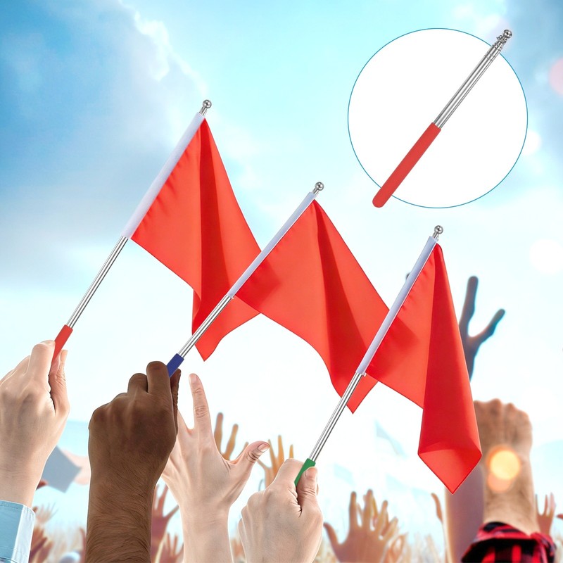 1-Pack Telescopic Handheld Flagpoles, 5.2ft/1.6m Stainless Steel Pole [Red] gallery