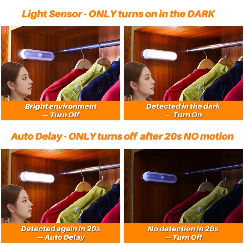 3 Pack 7” Motion Sensor Lights Indoor Battery Operated, Stick on LED Light ... gallery