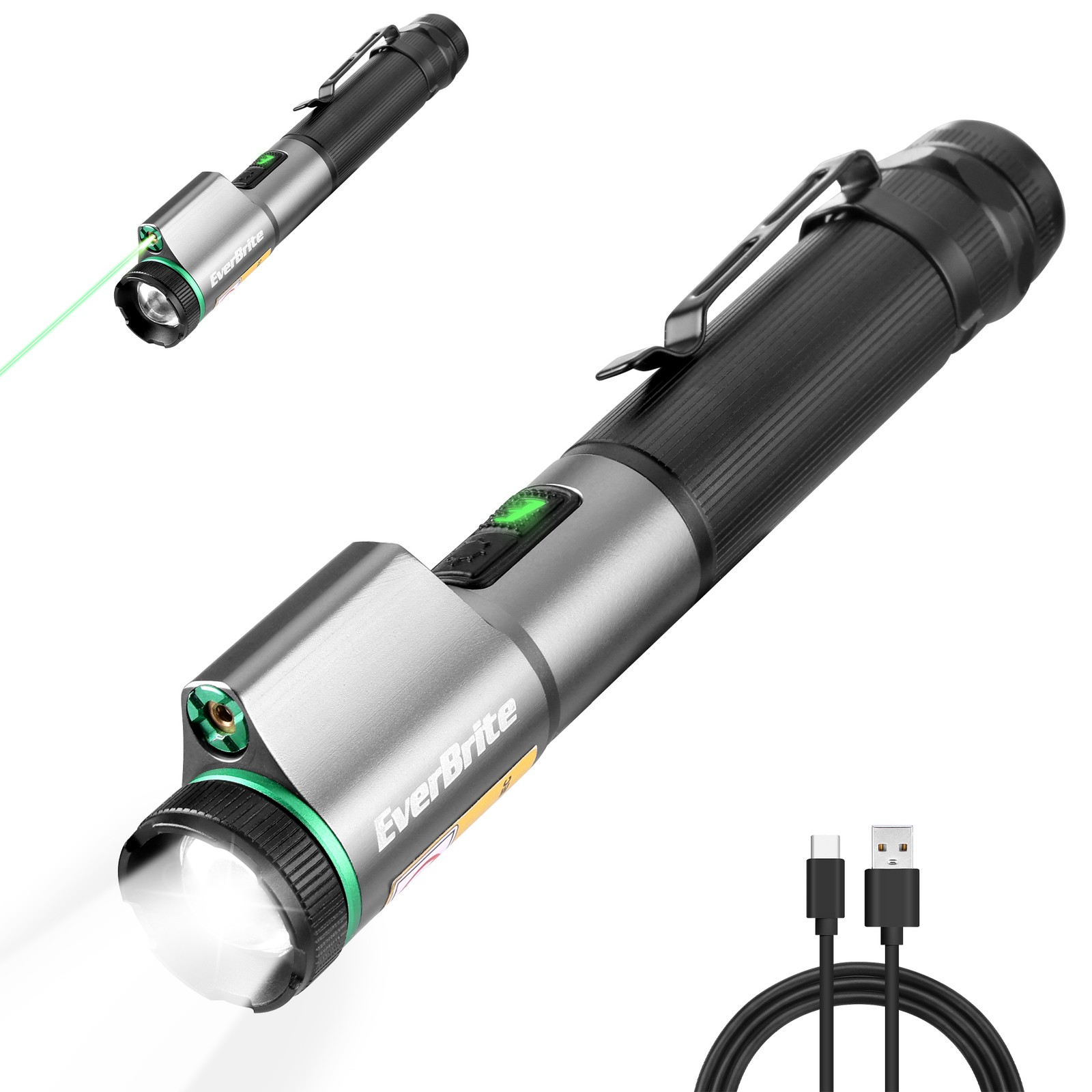 EverBrite Rechargeable EDC Flashlight with White Light and Green Beam 500 Lumens gallery