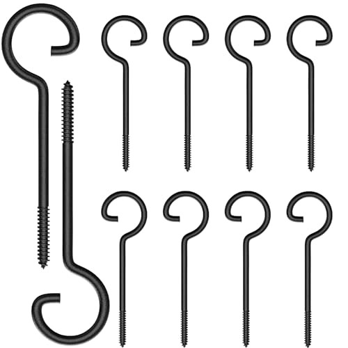Rustic Metal Screw-in Ceiling Hooks, 35 lbs Capacity, 10 Count 6in 10Pcs Black gallery
