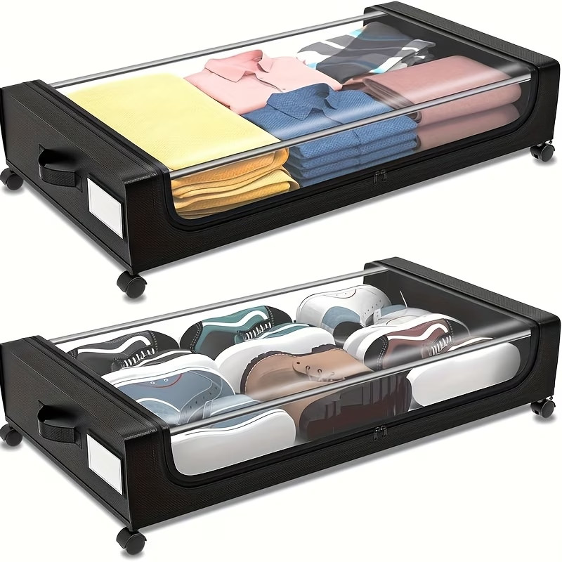 2 Pack Of Wheeled Under Bed Storage Box, Under Bed Storage Box, Under Bed Shoe R gallery