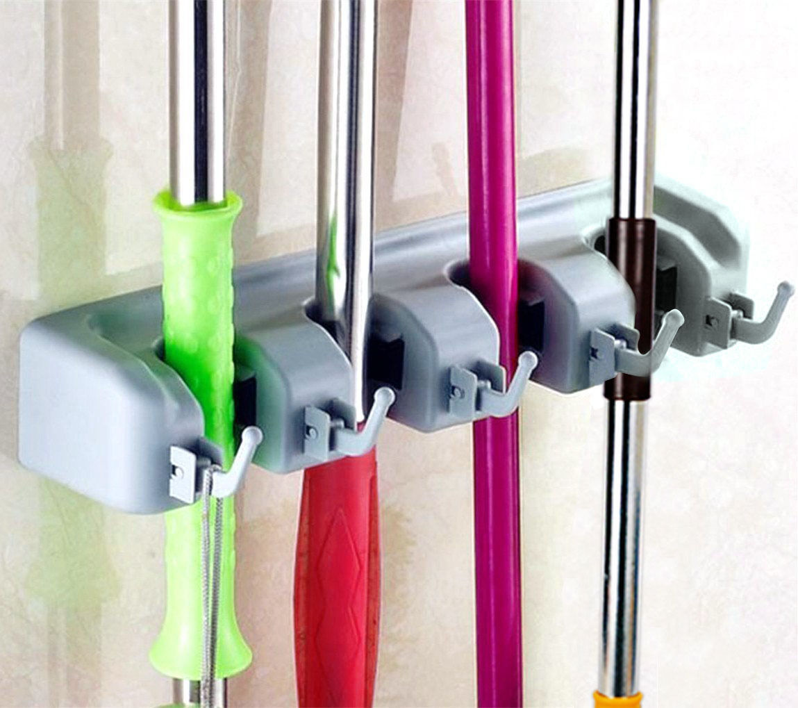 Wall Mounted Non Slide Broom Mop Holder Home Kitchen Storage Bathroom Hanger gallery