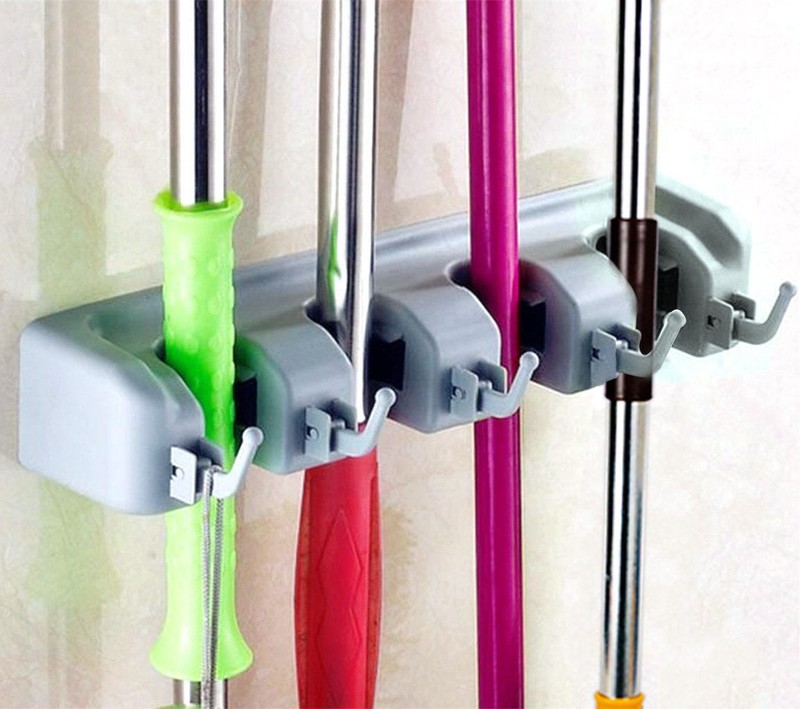 Wall Mounted Non Slide Broom Mop Holder Home Kitchen Storage Bathroom Hanger gallery