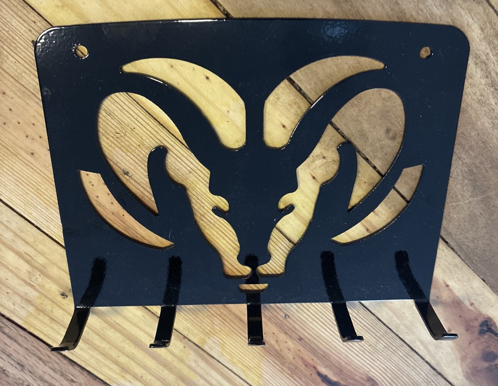 Metal Ram-Shaped coat/key holder wall mount gallery