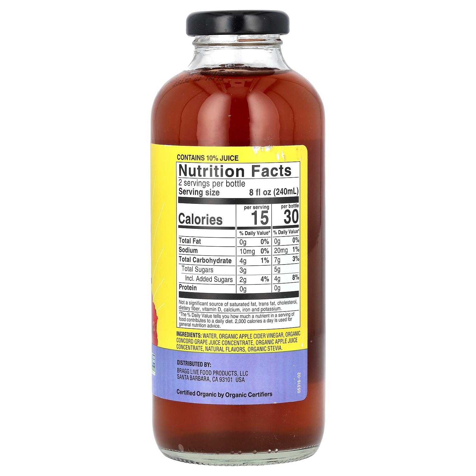 Organic Apple Cider Vinegar Refreshers, Prebiotic, Concord Grape & Hibiscus, 16 gallery