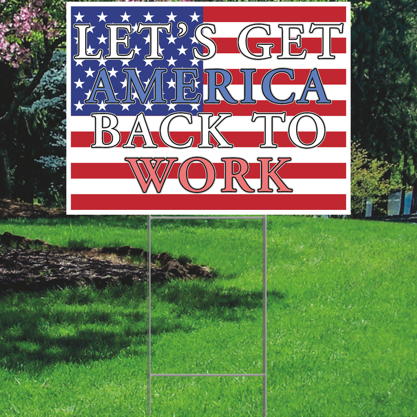 YS3051 Lets Get America Back To Work Flag Plastic Outdoor Yard Sign Decoration C gallery