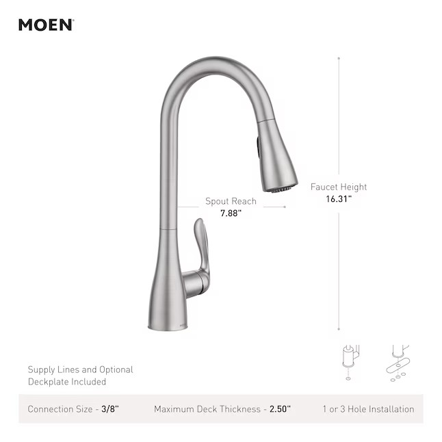 Moen 87912 Georgene Chrome Single Handle Deck-mount Pull-down Kitchen Faucet gallery