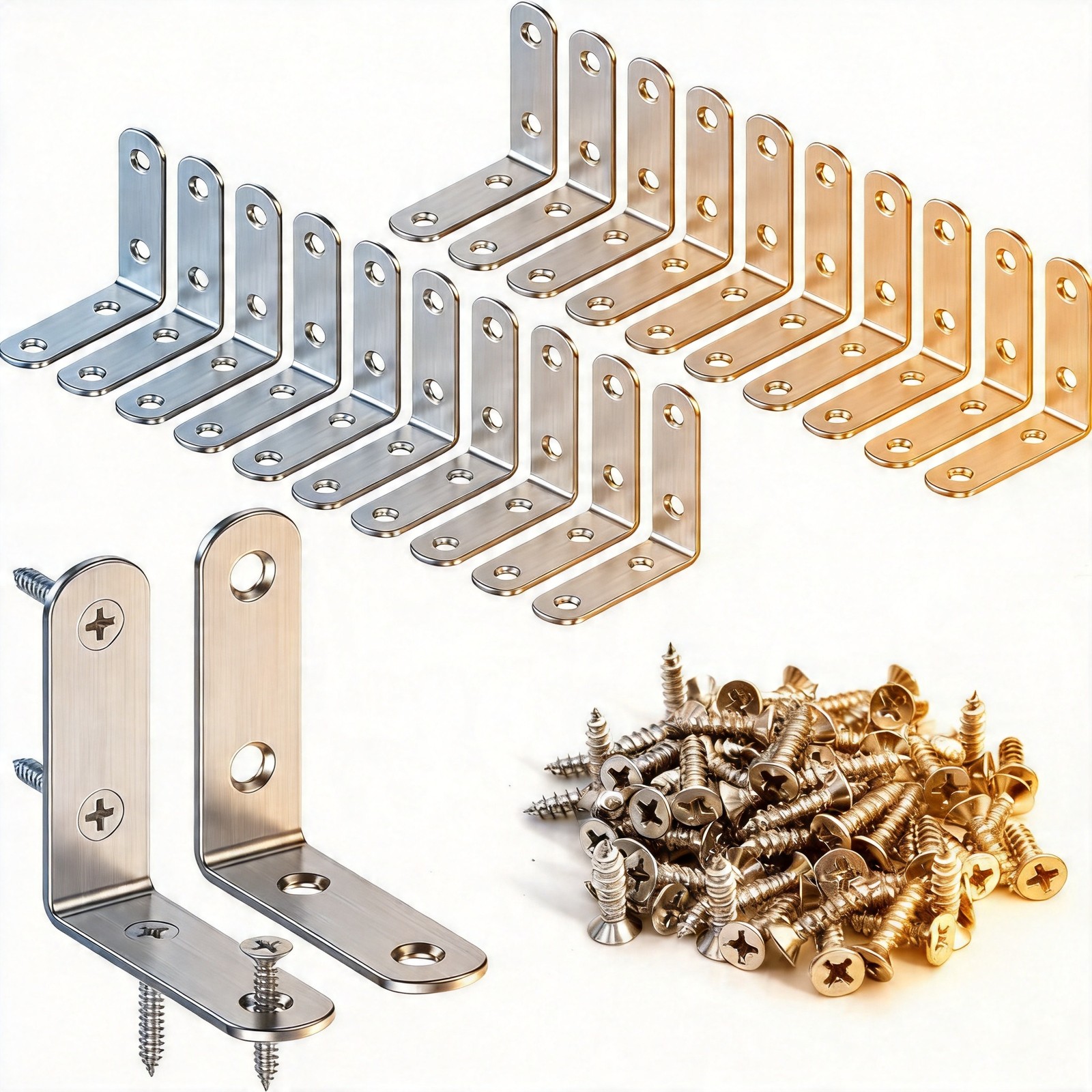 20 Pcs 2 Inch L Bracket Stainless Steel Corner Braces 90 Degree Angle Bracket # gallery