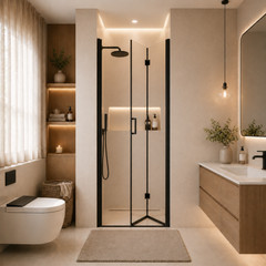 Semi-Frameless Folding Pivot Hinged Shower Door 32-33.2 in. W x 72 in. H,1/4″