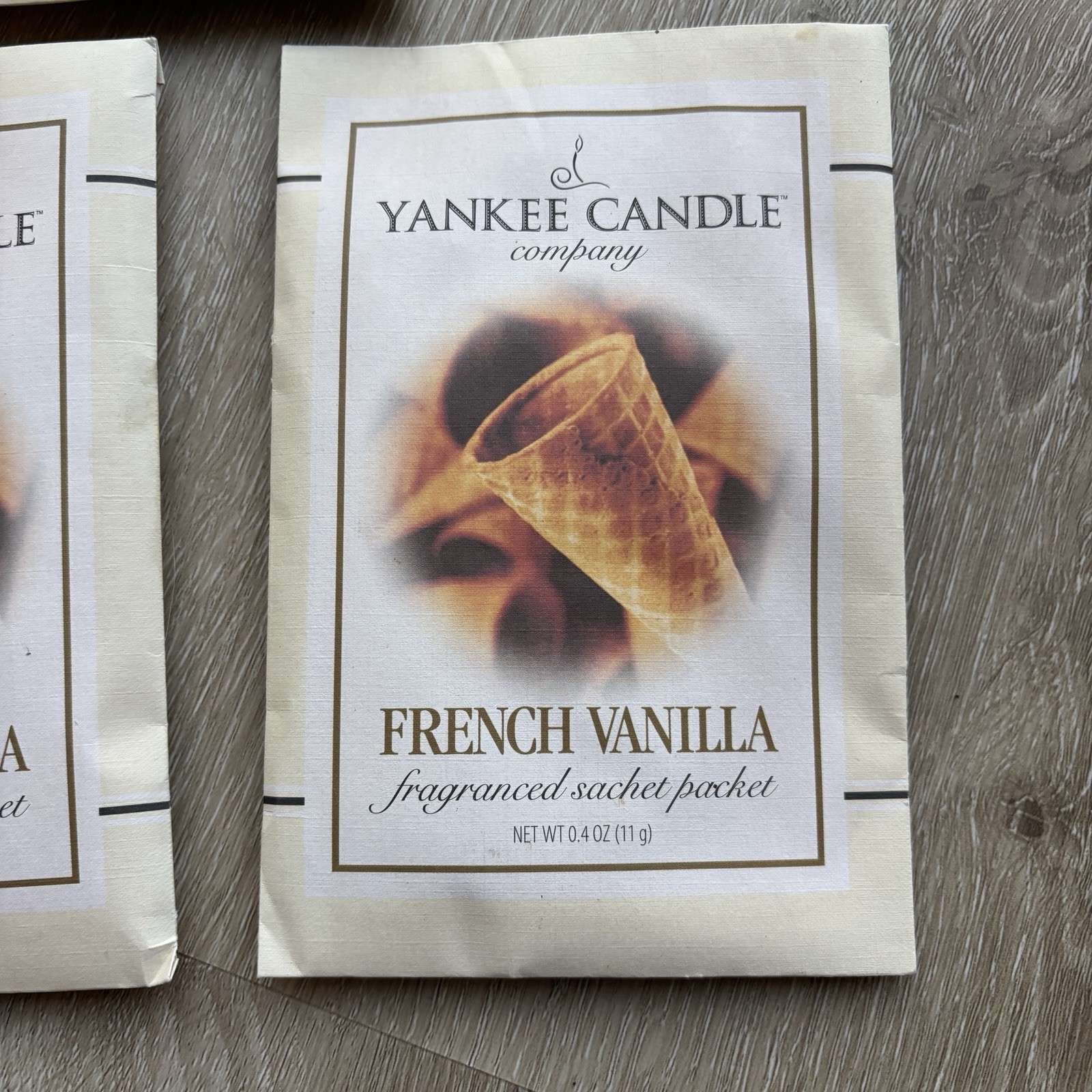 2pc YANKEE CANDLE French Vanilla Scented Sachets Vintage Early Style Rare Find gallery