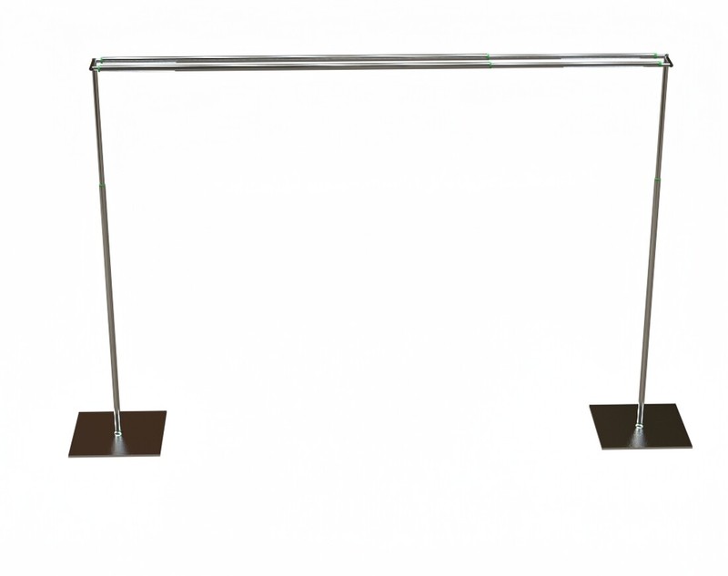 DOUBLE CROSS BAR ADJUSTABLE QUICK BACKDROP KIT 10 FT x 10 FT PIPE WITHOUT DRAPE gallery
