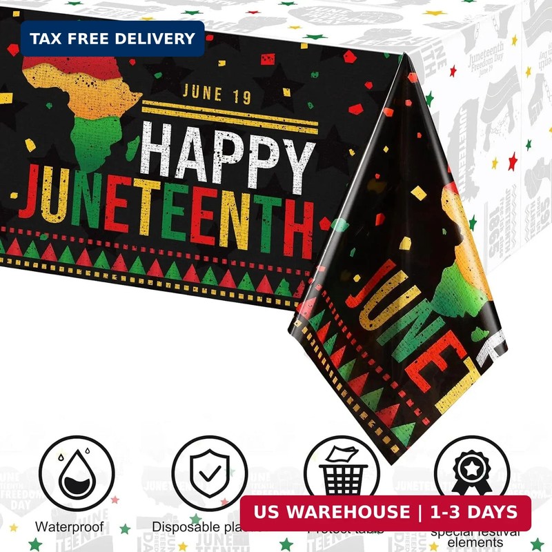 3 Pcs Juneteenth Tablecloths Happy Juneteenth Table Decorations Plastic Black Hi gallery
