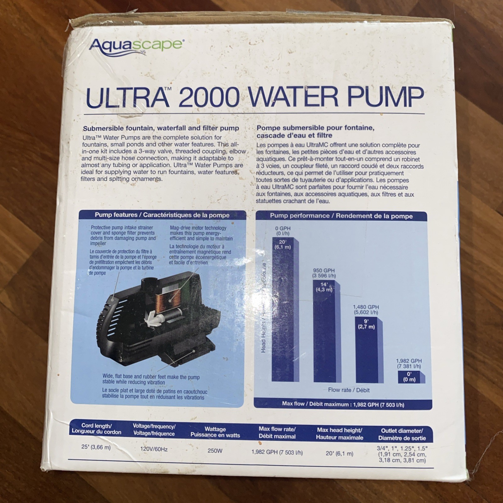 AQUASCAPE ULTRA PUMP 2000 GPH 91010 POND WATER GARDEN FOUNTAIN PUMP gallery