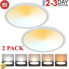 2Pack LED Flush Mount Ceiling Light 24W Ultra Thin Round White 3000k 4000k 6500k