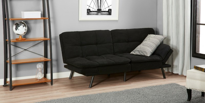 Memory Foam Futon Sleeper Sofa Bed Couch Convertible Foldable Black 72 inch gallery