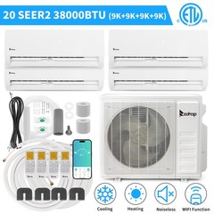 38000 BTU 4 Zone Mini Split Heat Pump Air Conditioner Ductless AC Unit 4x 9K BTU