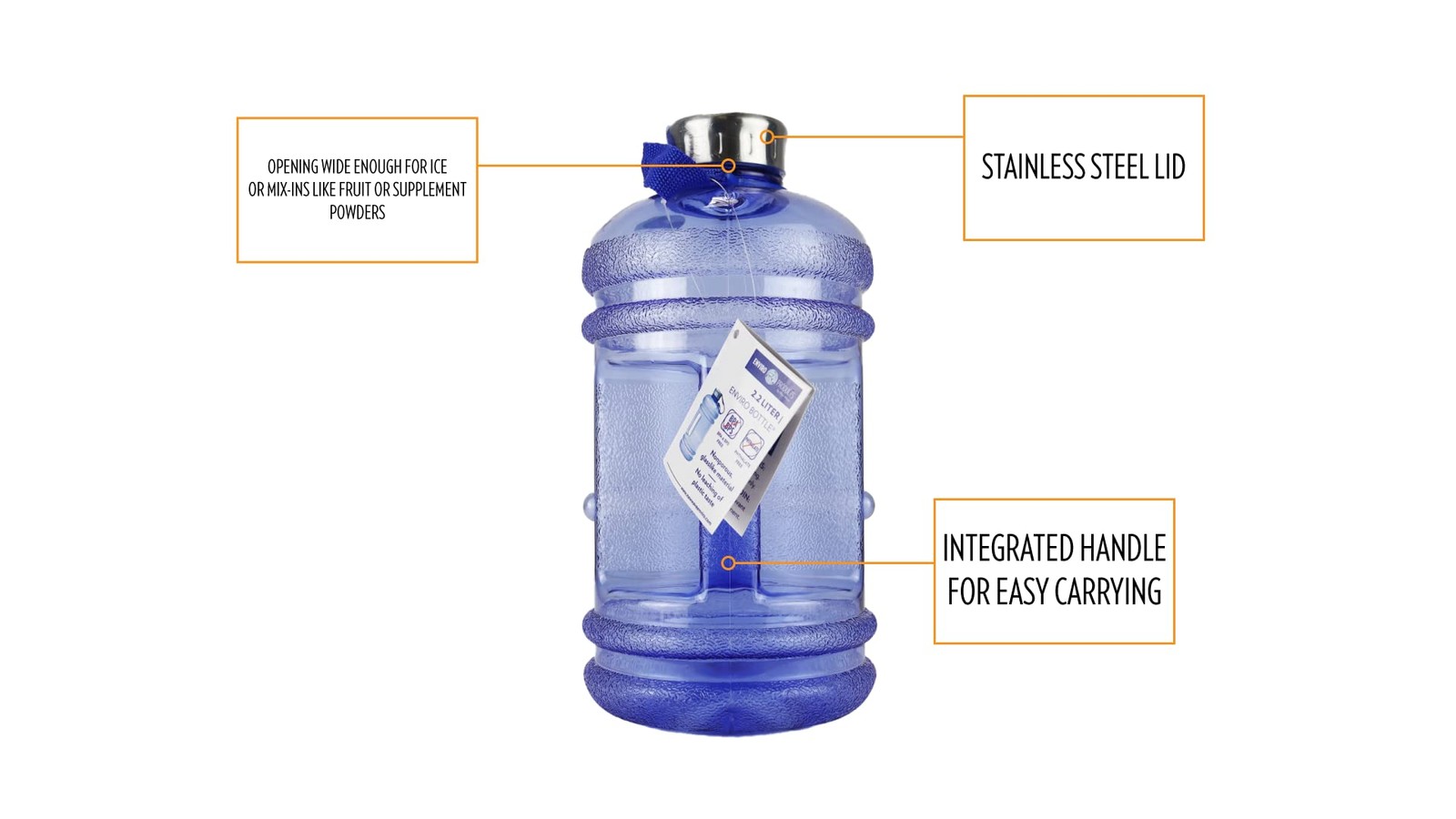 New Wave Enviro Wave Enviro Iconic 2.2 Liter Bpa Water Bottle Stainless Steel gallery