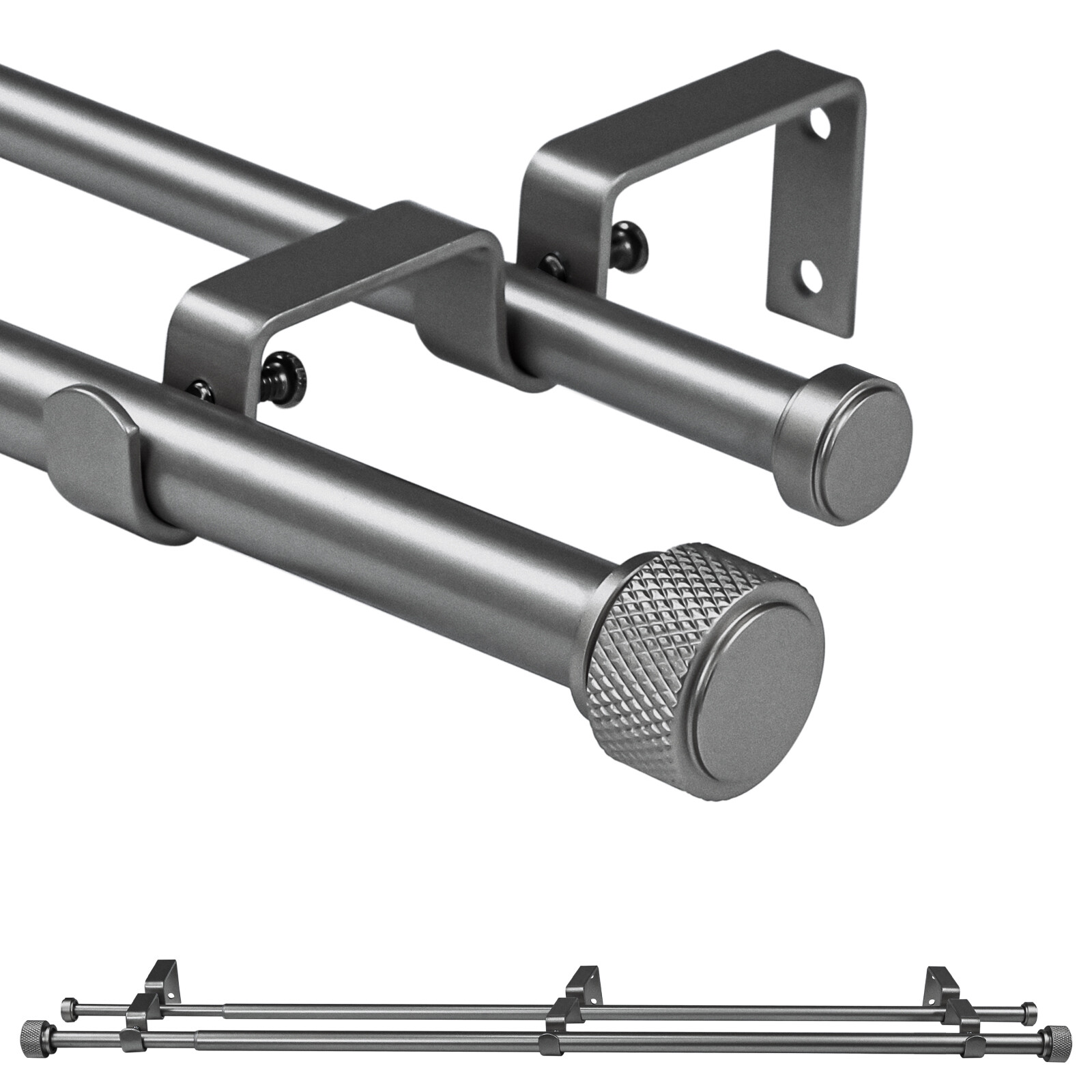 5/8" Diameter Adjustable Double Drapery Curtain Rod w/ Maniglia Finial gallery