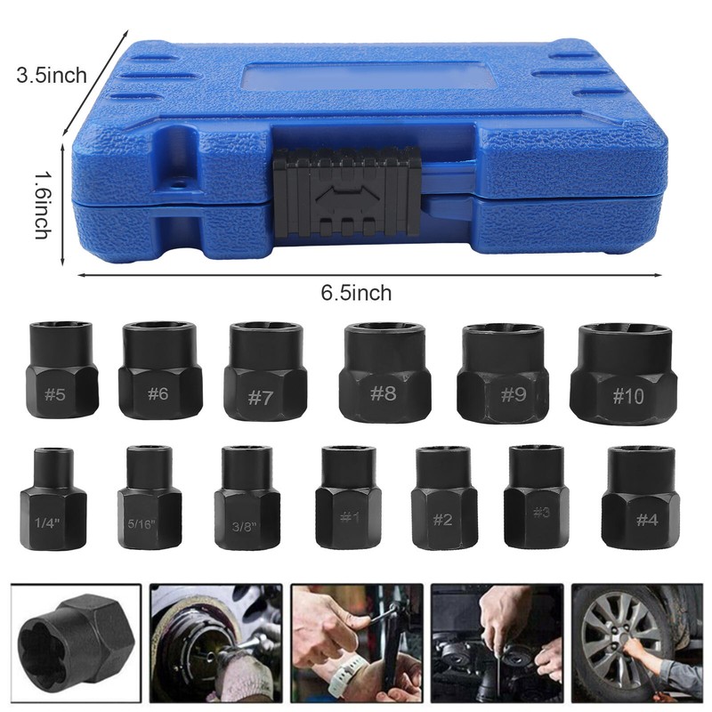 Impact Bolt Extractor Set Nut Remover Set Stripped Extraction Socket Tool 13X US gallery