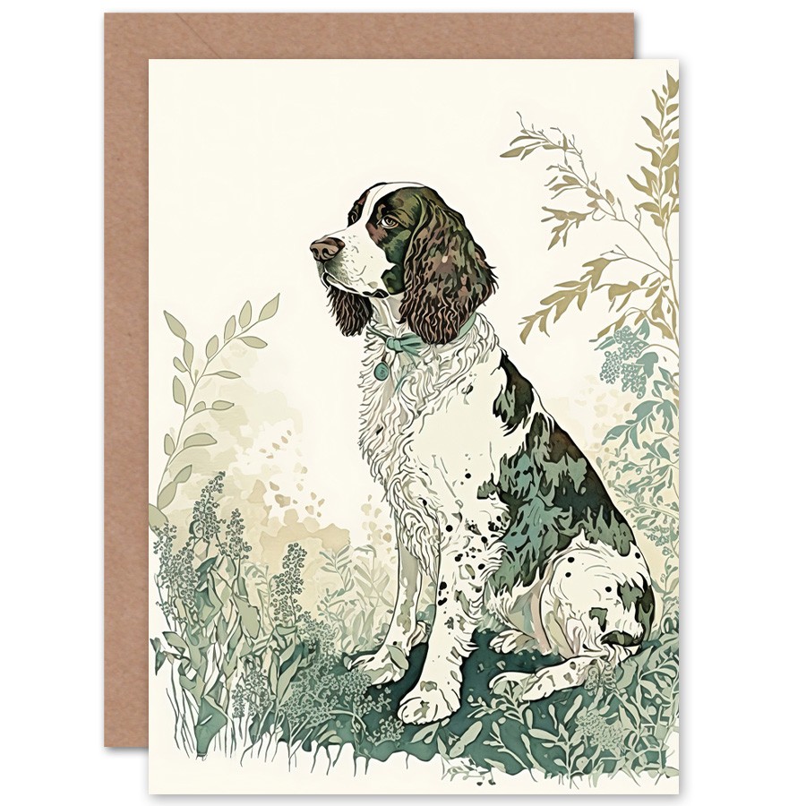 English Springer Spaniel Dog Field Modern Art Blank Greeting Card With Envelope gallery