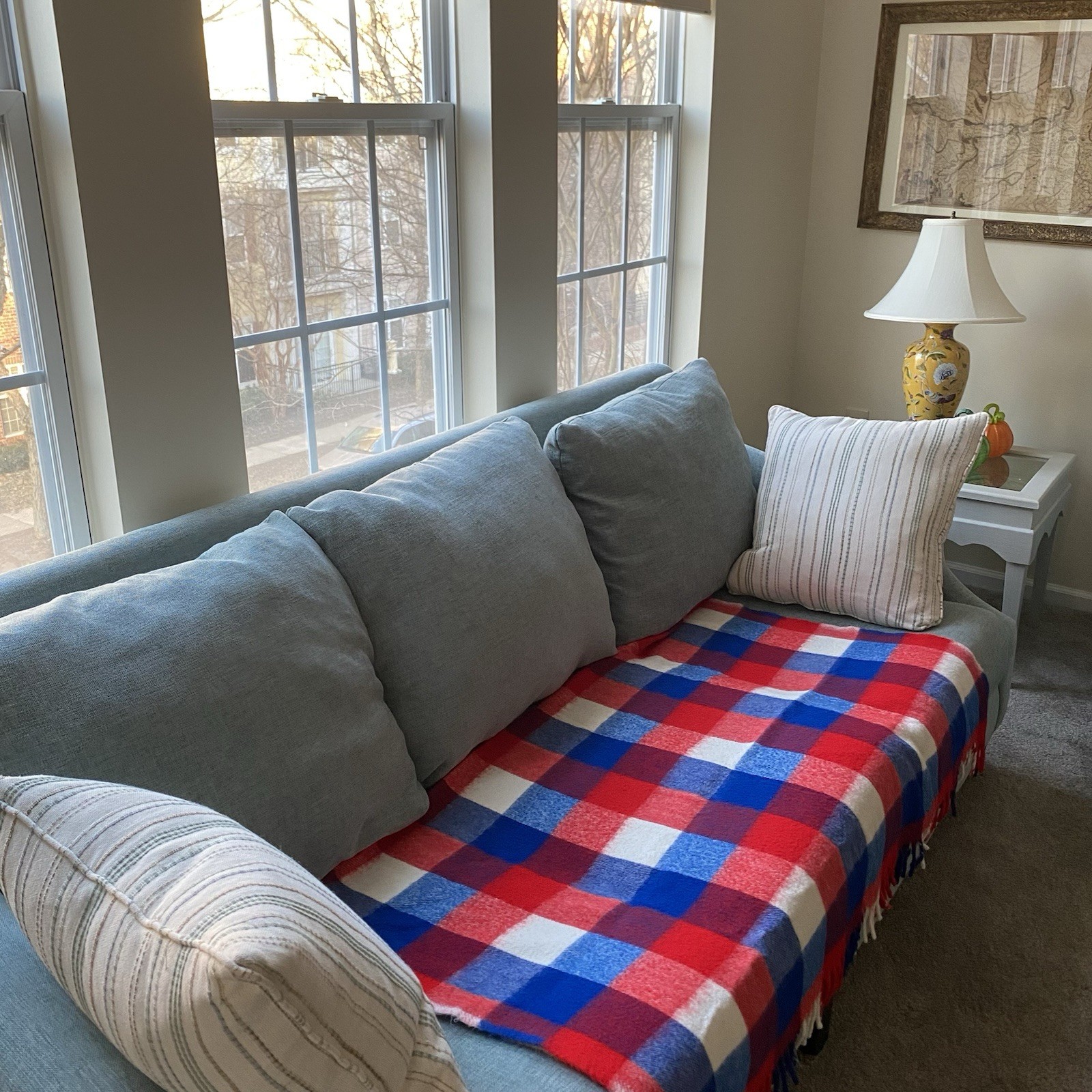 Vintage Faribo Fluff-Loomed Washable Wool Throw Blanket Plaid 64x52" Made USA gallery