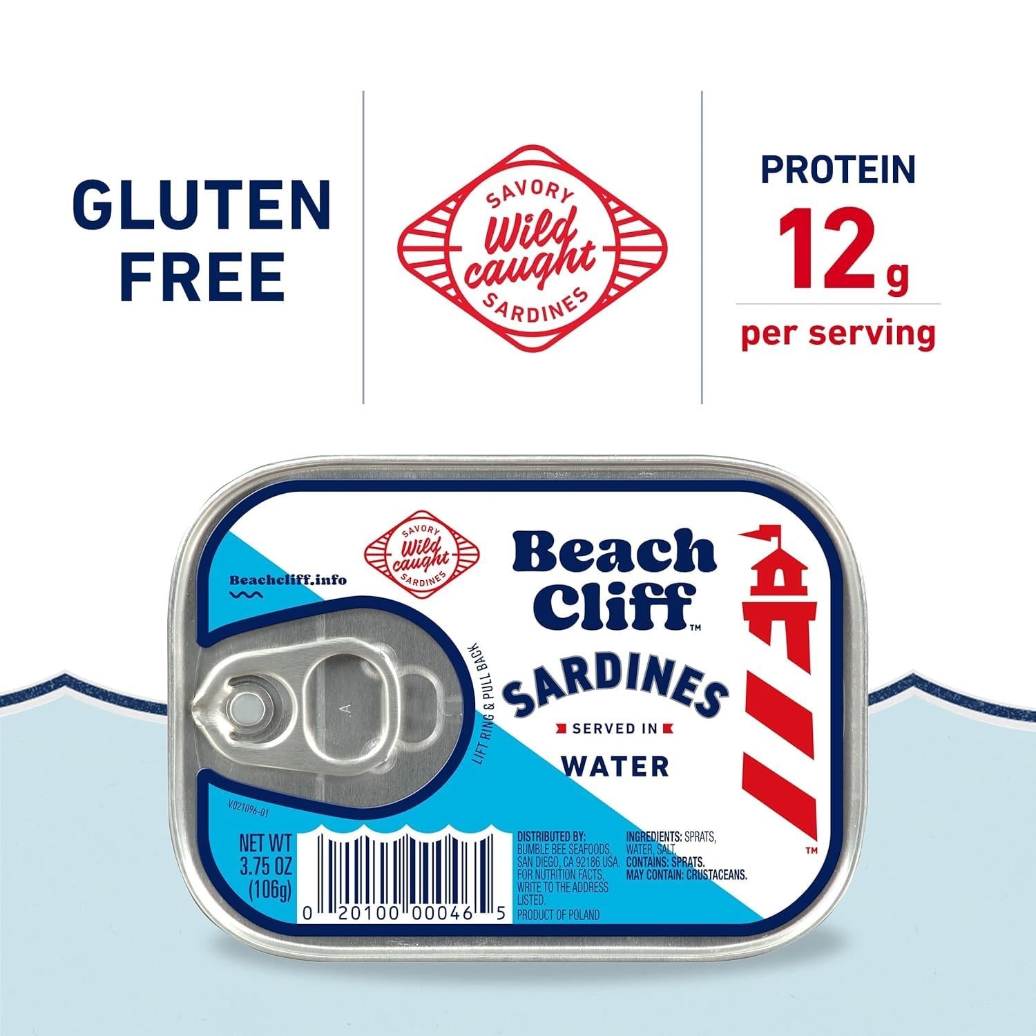 Beach Cliff Sardines in Water, Wild Caught, 3.75 oz Can, Pack of 12 gallery