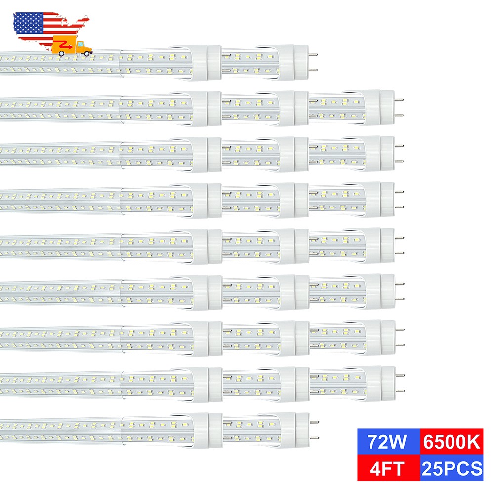 25 Pack T8 4' Led Replacement Fluorescent Tubes, 72W 7200Lm 85-277V 6500K 4Foot gallery