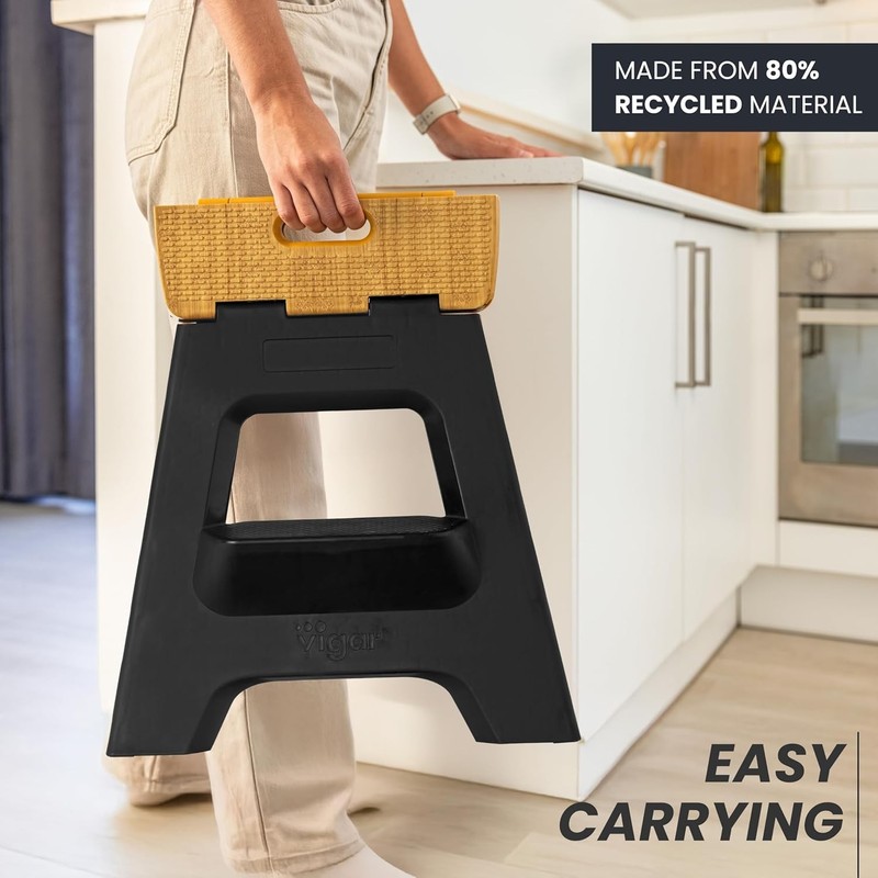 Compact Step Stool Foldable, 16" 2-Step Stools for Adults up to 330lbs- Non-Slip gallery