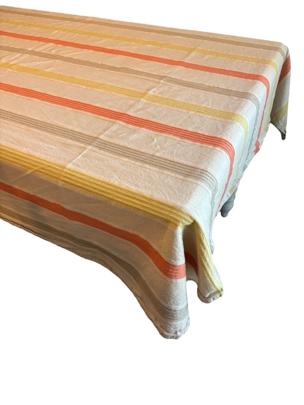 Max Studio Home Tablecloth Stripes Fall Colors Orange Yellow Brown Tan gallery
