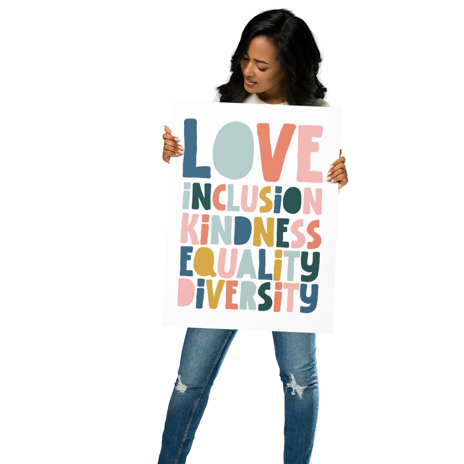 Love Inclusion Kindness Equality Diversity Poster, Human Rights Wall Art gallery