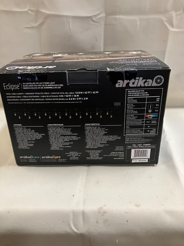 Artika Eclipse Solar LED String Lights 20 Bulbs Outdoor Patio Lights gallery