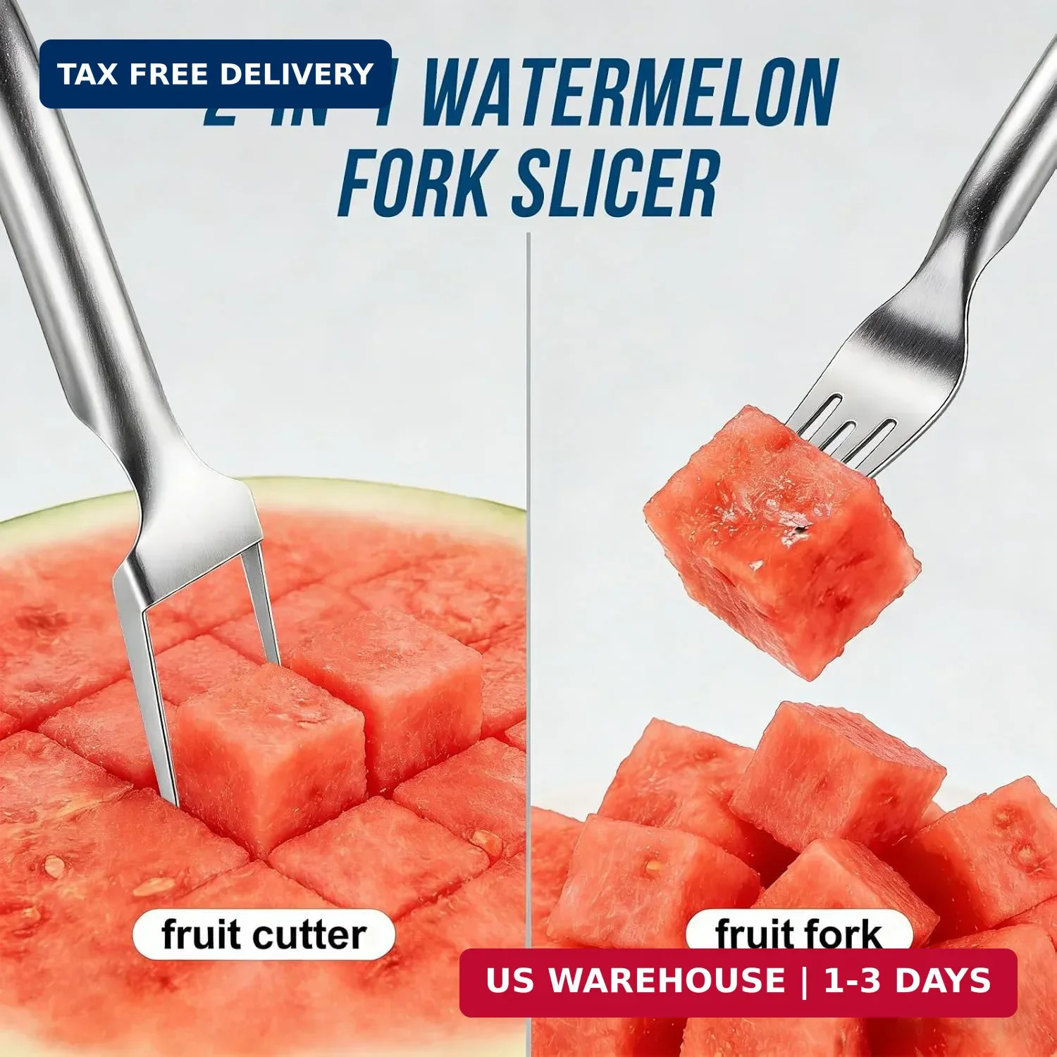Watermelon Fork Slicer Cutter, 2-in-1 Stainless Steel Watermelon Slicer & Fruit gallery