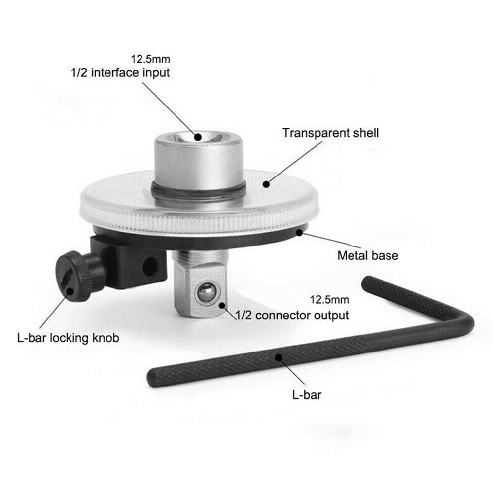 BSBMIEQM 1/2 Inch Torque Wrench Angle Gauge Tool,360° Adjustable 1/2" Silver gallery