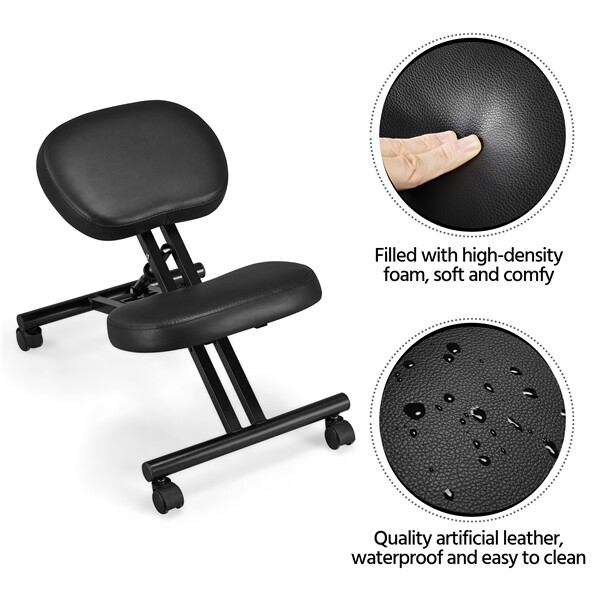 Ergonomic Kneeling Chair Adjustable Posture Chair Stool with Angled Seat Black gallery