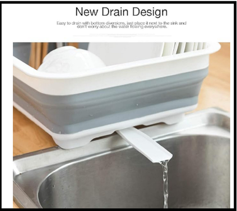 Collapsible Dish Drying Rack Portable Dinnerware Drainer Organizer for Kitchen gallery