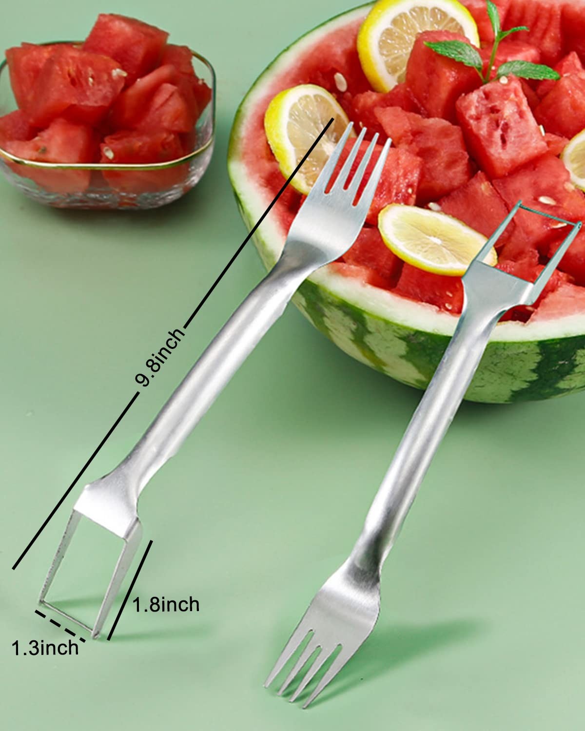 Watermelon Fork Slicer Cutter, Stainless Steel 2-in-1 Watermelon Cutter for F... gallery