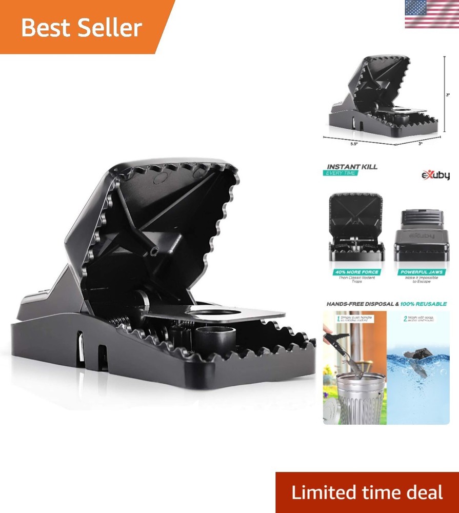 Powerful 4 Pack Rat Traps - Washable, Chemical-Free, Hands-Free Action