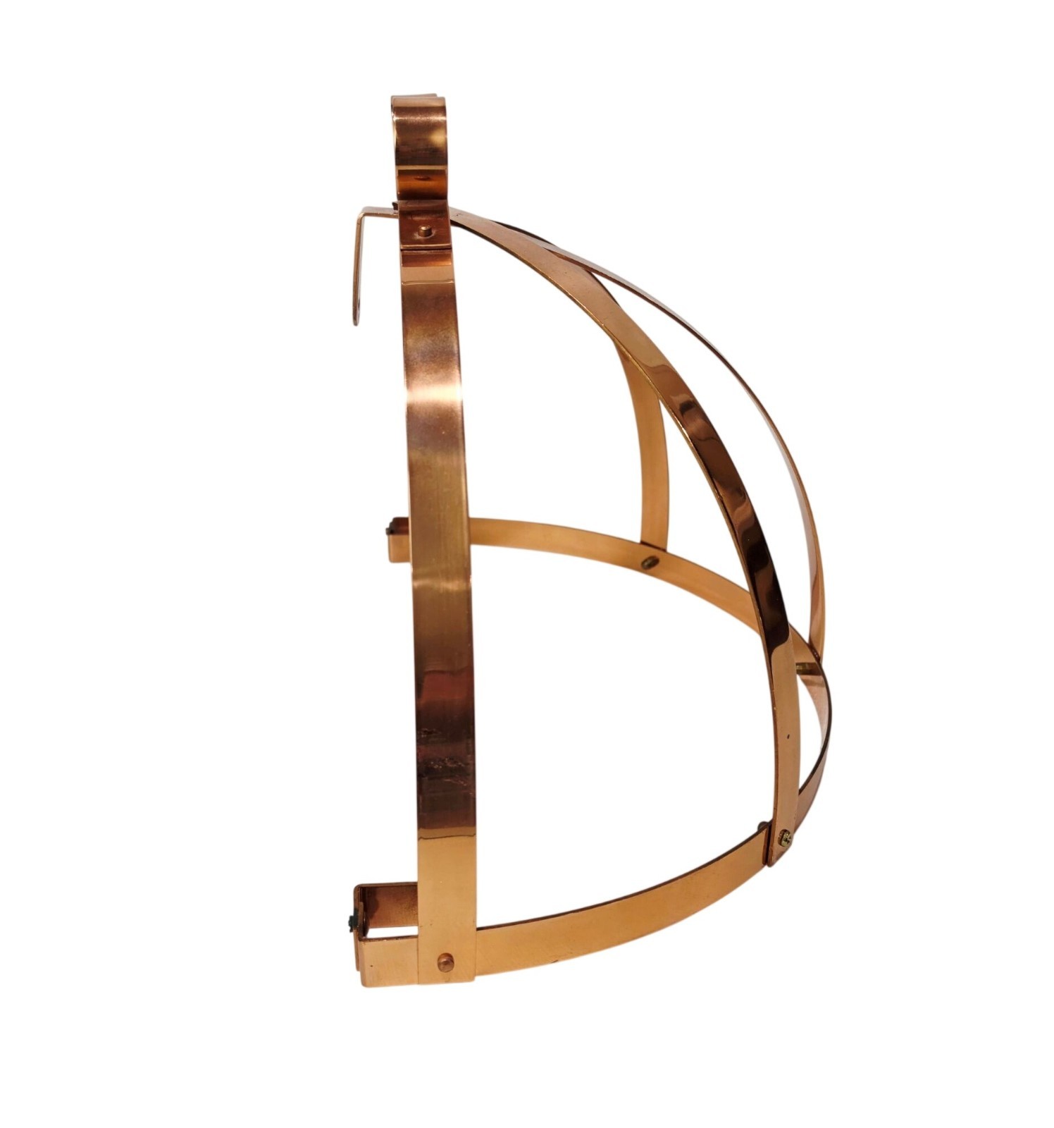 Solid Copper Wall Mounted Pot Rack Half Dome Strap Style 16" x 12" With 5 Hooks gallery
