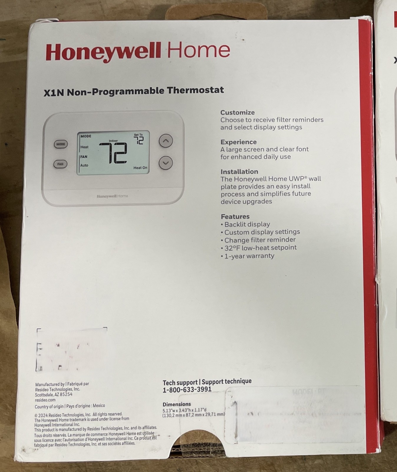Honeywell Home X1N Non-Programmable Thermostat - 1 Heat/1 Cool - RTH11B gallery