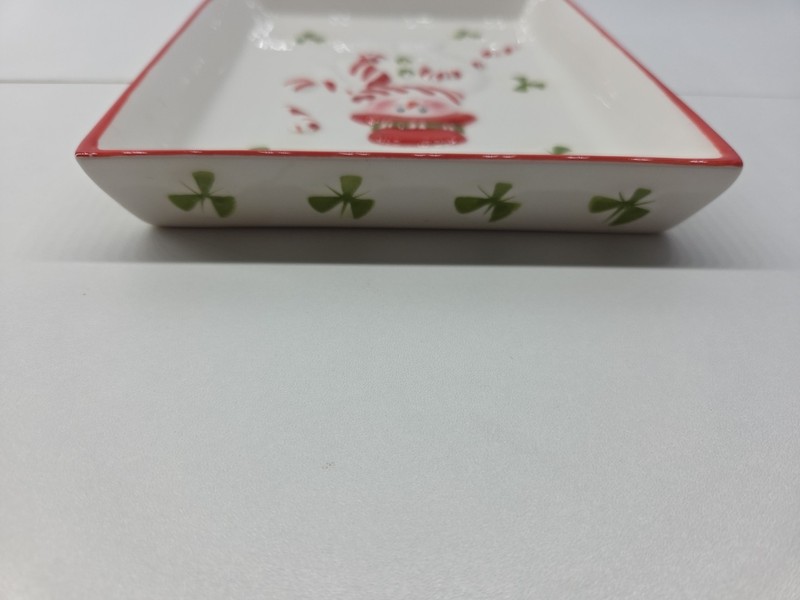 Square ceramic snowman plate - Great Shape - 8x6 - Zero Chips Or Scratches gallery
