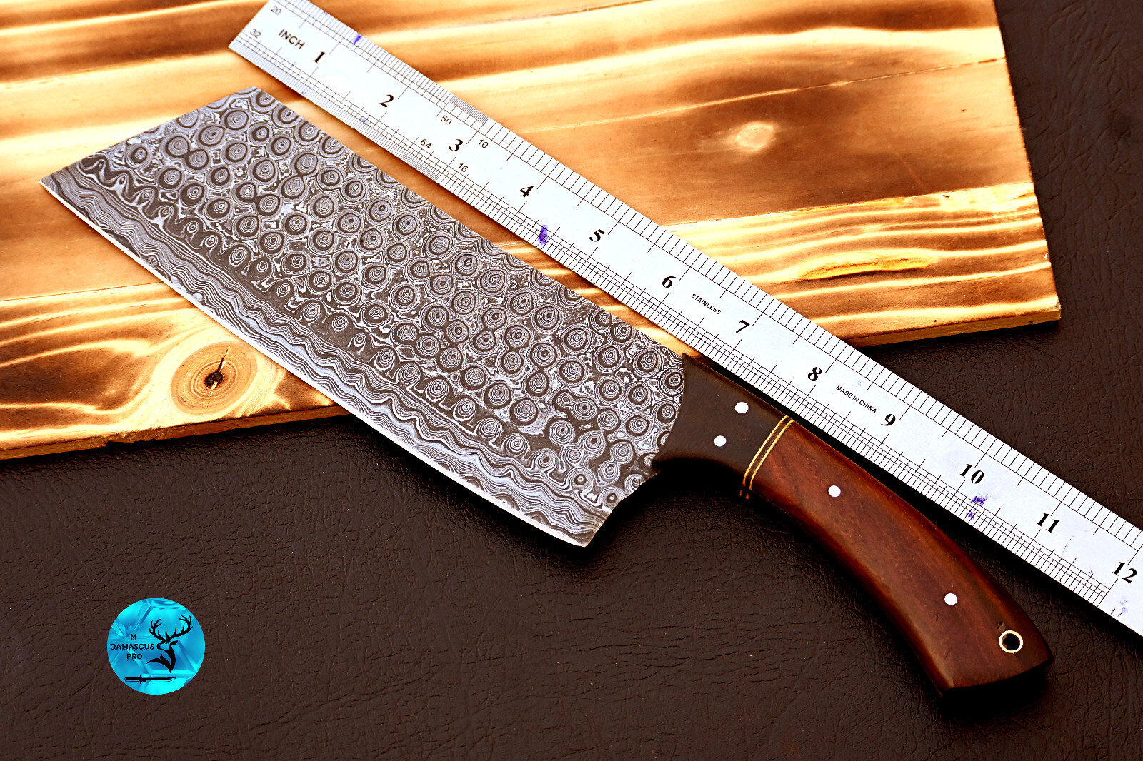 Rain Drop Pattern DAMASCUS STEEL CLEAVER MEAT CHOPPER BUTCHER CHEF KNIFE 2727 gallery