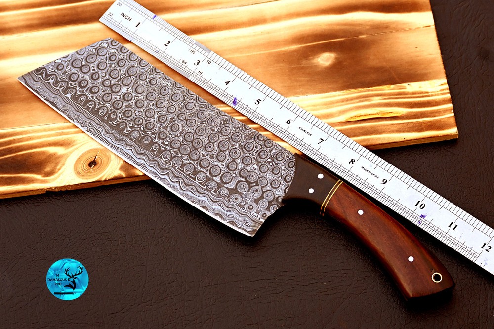Rain Drop Pattern DAMASCUS STEEL CLEAVER MEAT CHOPPER BUTCHER CHEF KNIFE 2727