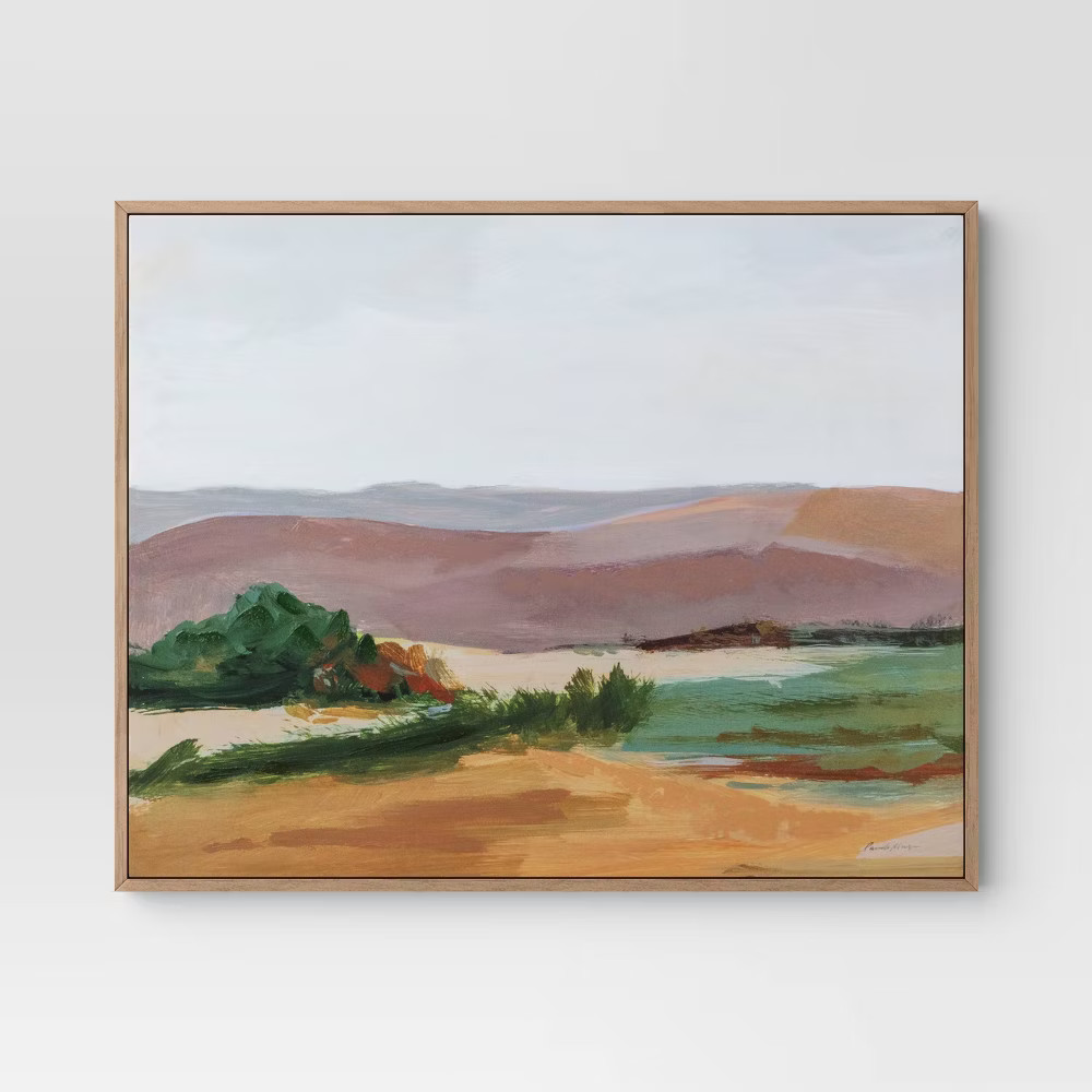 Threshold Colorful Landscape Wall Art Framed 30"x24" Canvas Natural gallery