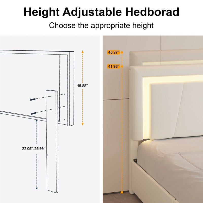 Bed Frame Full/Queen Size with 4 Storage Drawers and LED Lights gallery