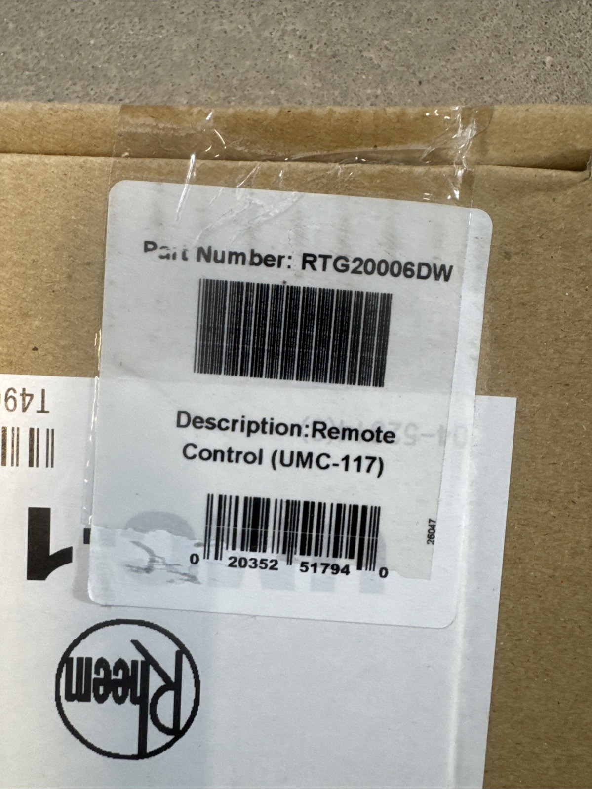 Rheem RRTG20006DW Digital Display Remote Control UMC-117 gallery